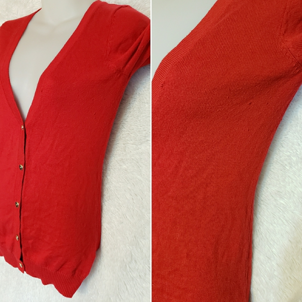 ❌SOLD❌90's Candy Red Skinny Slim Fit Cardigan - Picture 7 of 16